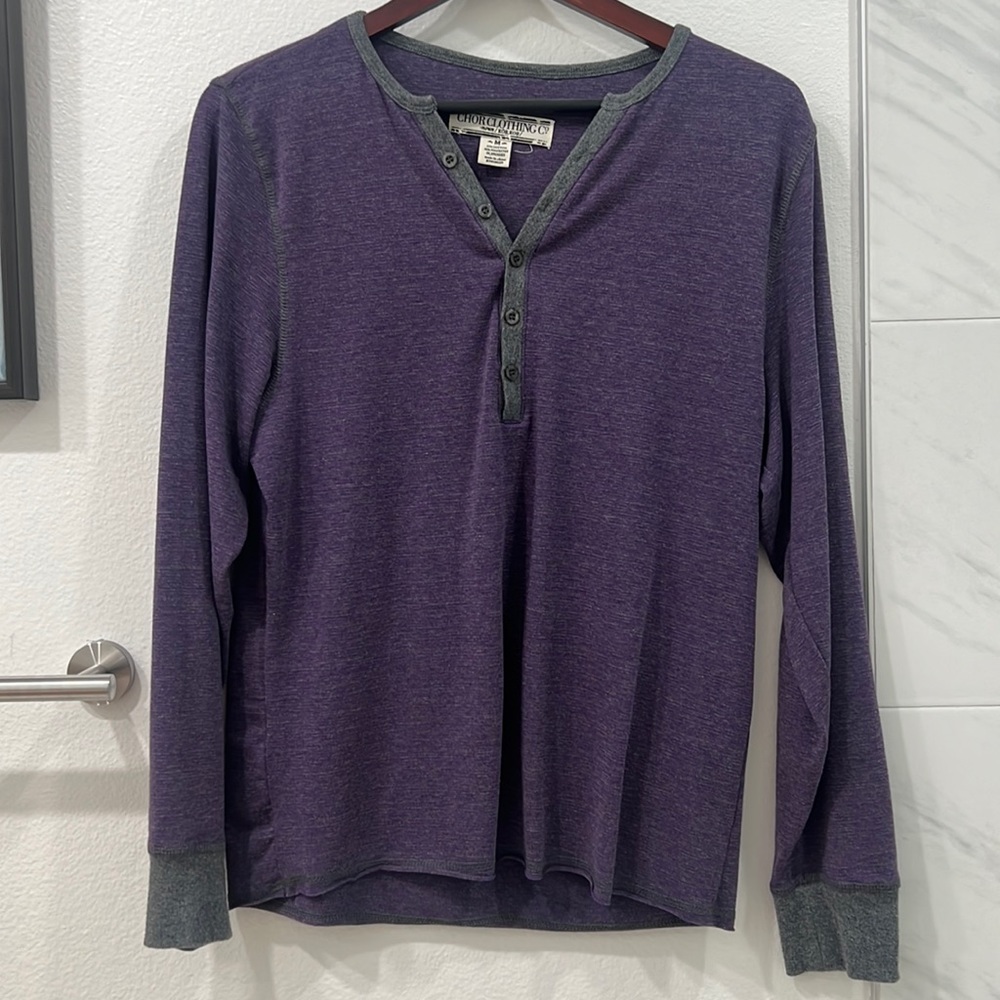 COPY - Chor Clothing Co purple and gray Henley shirt, size M